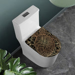 Black And Gold Sea Turtle Print Toilet Lid Cover