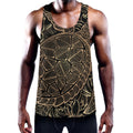 Black And Gold Sea Turtle Print Men's Workout Tank Top