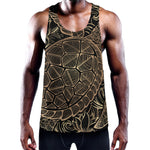 Black And Gold Sea Turtle Print Training Tank Top
