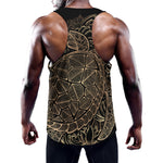 Black And Gold Sea Turtle Print Training Tank Top