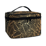 Black And Gold Sea Turtle Print Travel Makeup Bag