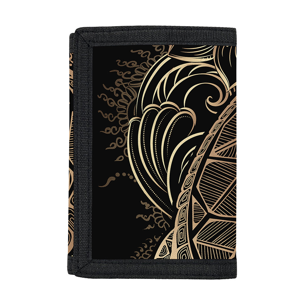 Black And Gold Sea Turtle Print Trifold Wallet