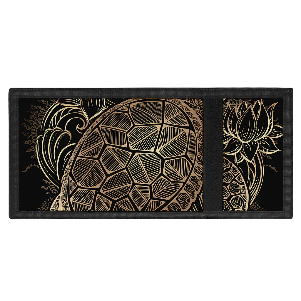 Black And Gold Sea Turtle Print Trifold Wallet