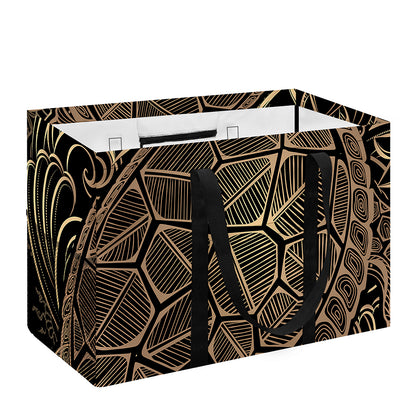 Black And Gold Sea Turtle Print Utility Tote Bag