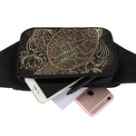 Black And Gold Sea Turtle Print Waist Bag