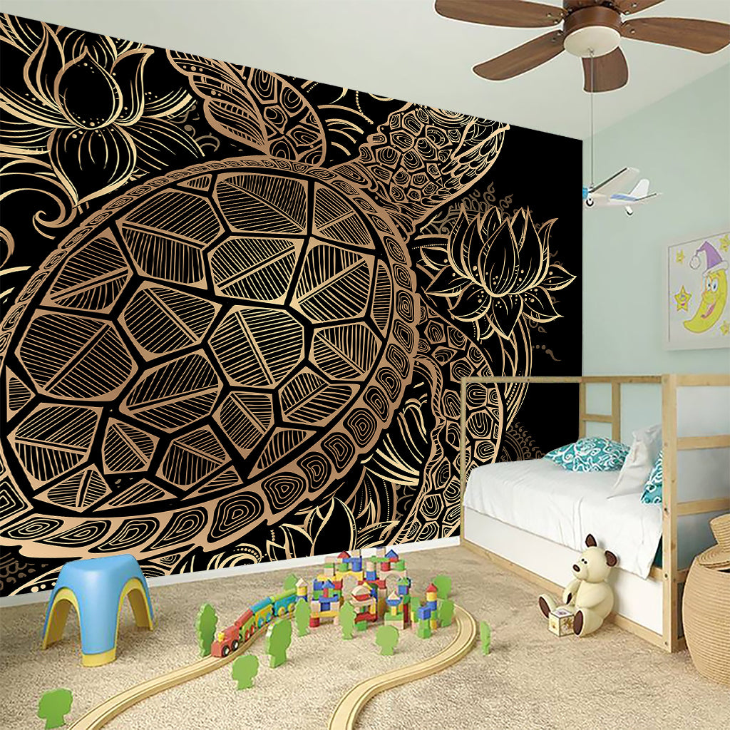 Black And Gold Sea Turtle Print Wall Sticker