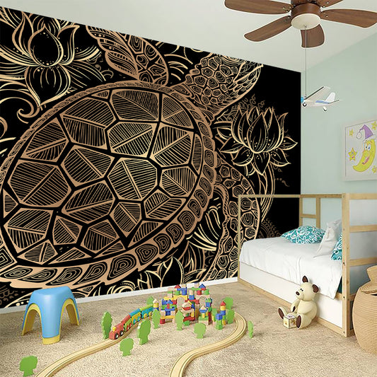 Black And Gold Sea Turtle Print Wall Sticker