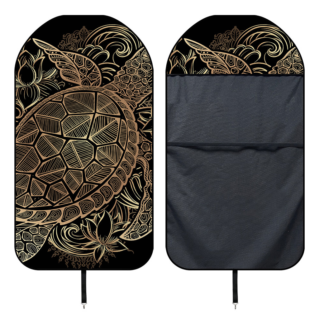 Black And Gold Sea Turtle Print Waterproof Car Seat Cover