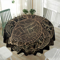 Black And Gold Sea Turtle Print Waterproof Round Tablecloth