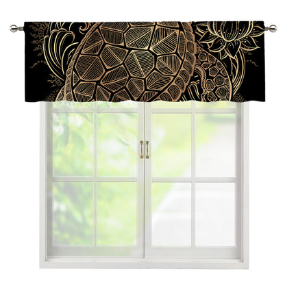 Black And Gold Sea Turtle Print Window Valance