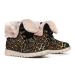 Black And Gold Sea Turtle Print Winter Boots