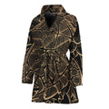 Black And Gold Sea Turtle Print Women's Bathrobe