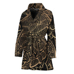 Black And Gold Sea Turtle Print Women's Bathrobe