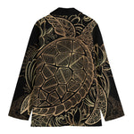 Black And Gold Sea Turtle Print Women's Blazer