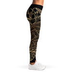 Black And Gold Sea Turtle Print Women's Leggings