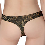 Black And Gold Sea Turtle Print Women's Thong