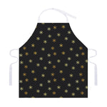 Black And Gold Snowflake Pattern Print Adjustable Apron