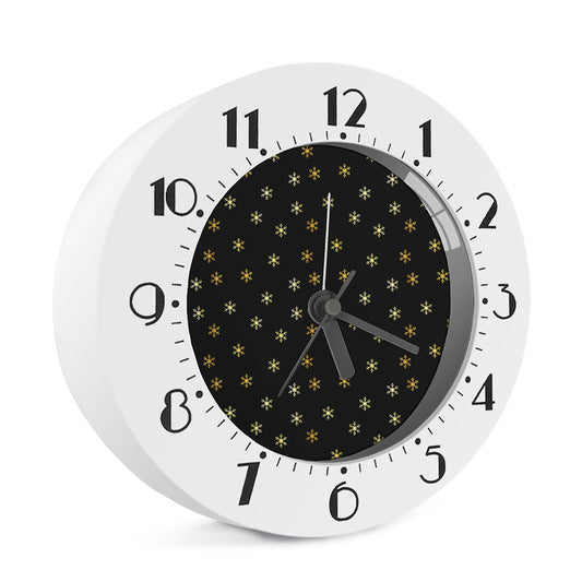 Black And Gold Snowflake Pattern Print Alarm Clock