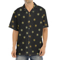 Black And Gold Snowflake Pattern Print Aloha Shirt