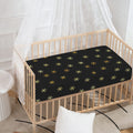 Black And Gold Snowflake Pattern Print Baby Crib Sheet