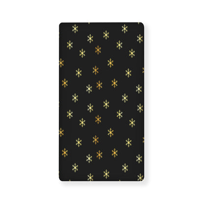 Black And Gold Snowflake Pattern Print Baby Crib Sheet