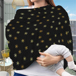 Black And Gold Snowflake Pattern Print Baby Seat Cover