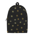 Black And Gold Snowflake Pattern Print School Backpack