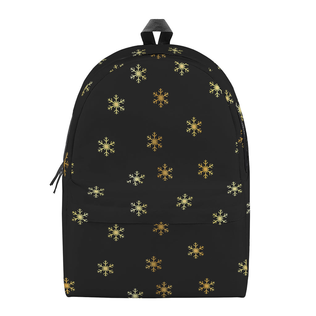 Black And Gold Snowflake Pattern Print Backpack