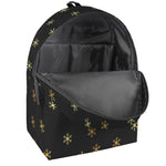Black And Gold Snowflake Pattern Print Backpack