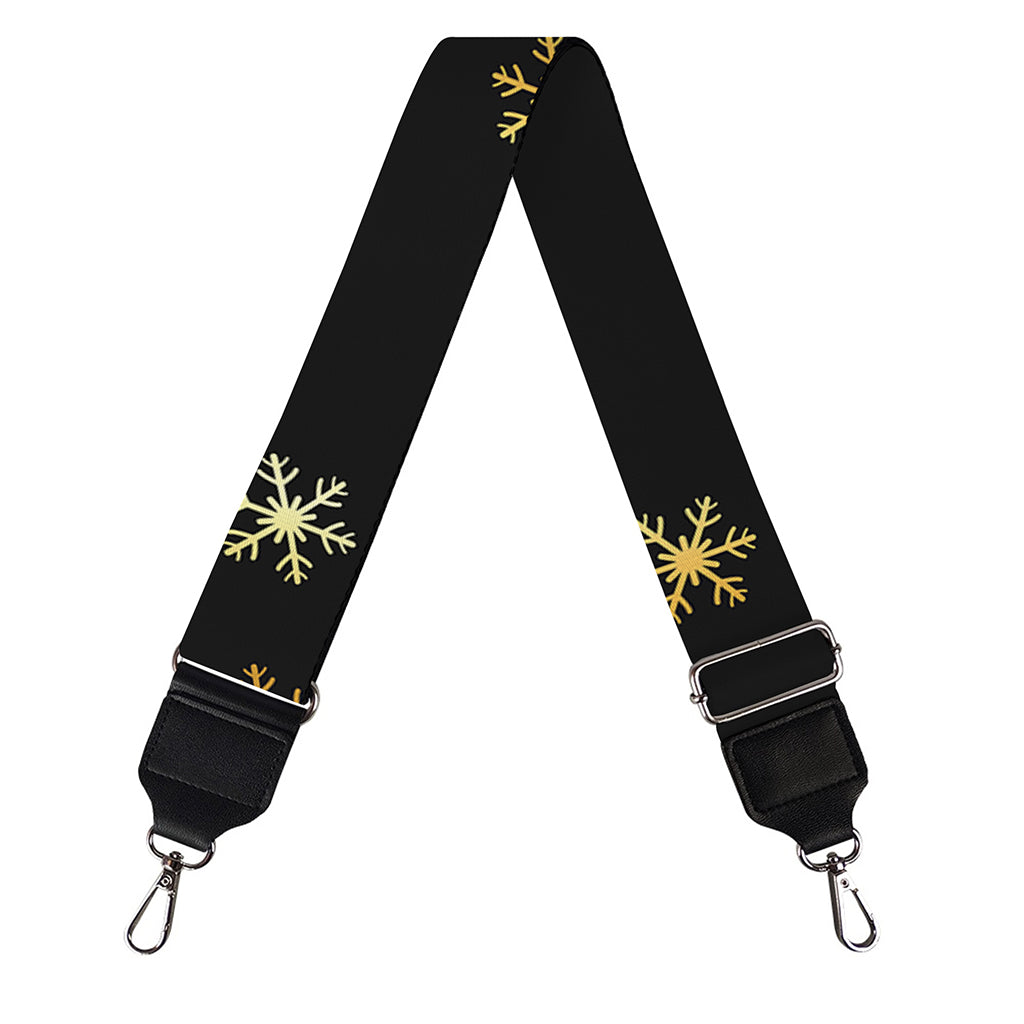 Black And Gold Snowflake Pattern Print Bag Strap