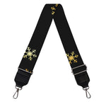 Black And Gold Snowflake Pattern Print Bag Strap