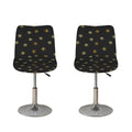 Black And Gold Snowflake Pattern Print Bar Stool Covers