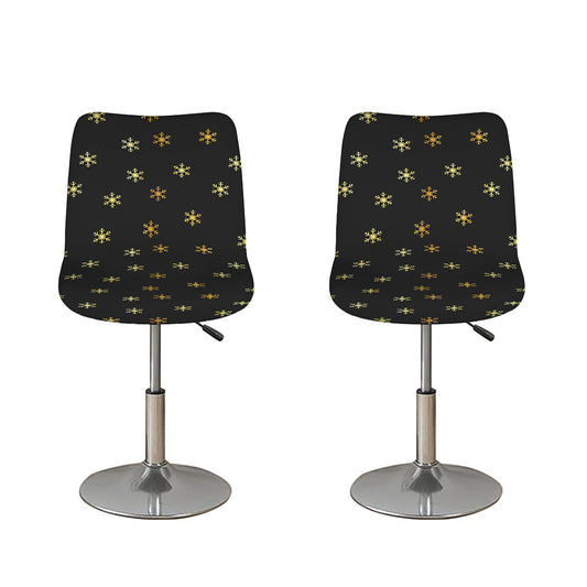 Black And Gold Snowflake Pattern Print Bar Stool Covers
