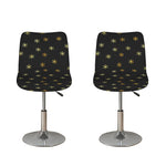 Black And Gold Snowflake Pattern Print Bar Stool Covers