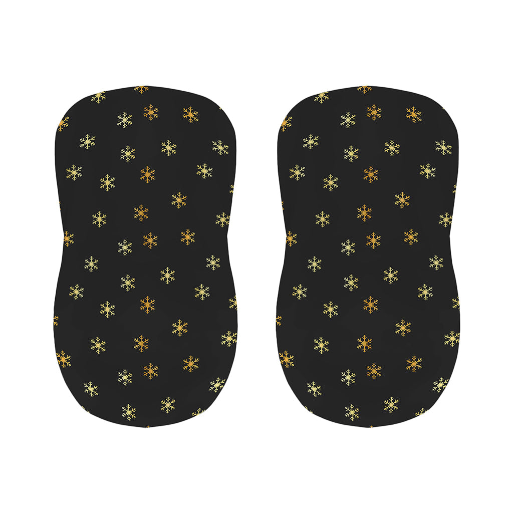 Black And Gold Snowflake Pattern Print Bar Stool Covers