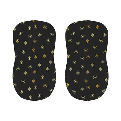 Black And Gold Snowflake Pattern Print Bar Stool Covers