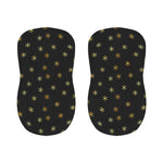 Black And Gold Snowflake Pattern Print Bar Stool Covers
