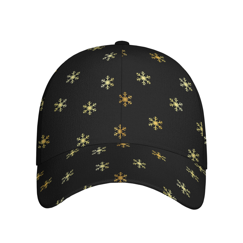 Black And Gold Snowflake Pattern Print Baseball Cap