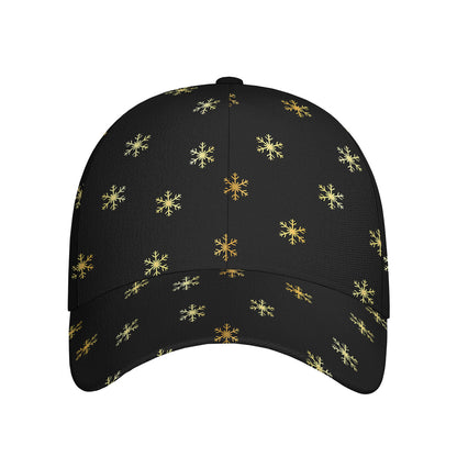 Black And Gold Snowflake Pattern Print Baseball Cap