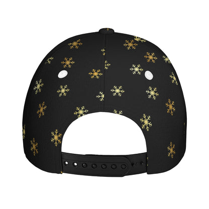 Black And Gold Snowflake Pattern Print Baseball Cap