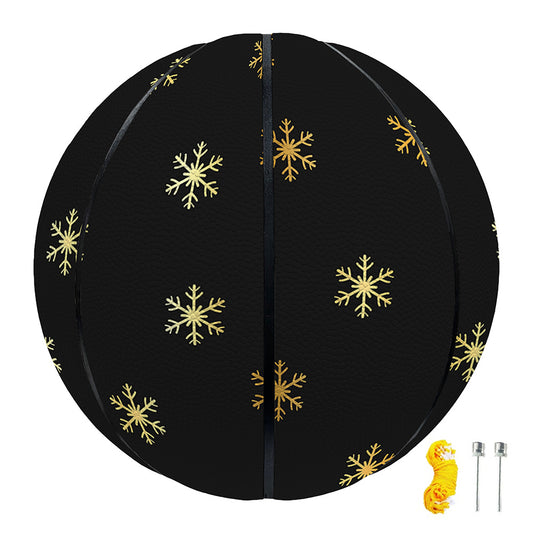 Black And Gold Snowflake Pattern Print Basketball