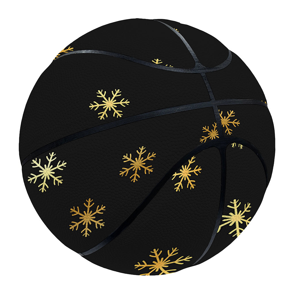 Black And Gold Snowflake Pattern Print Basketball