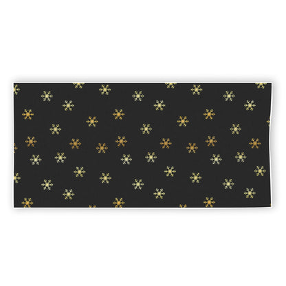 Black And Gold Snowflake Pattern Print Beach Towel