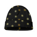 Black And Gold Snowflake Pattern Print Beanie