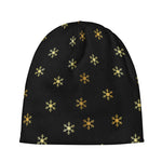 Black And Gold Snowflake Pattern Print Beanie