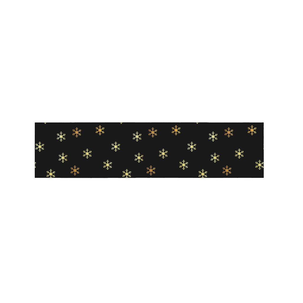 Black And Gold Snowflake Pattern Print Bed Runner