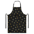 Black And Gold Snowflake Pattern Print Bib Apron With Pocket