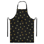 Black And Gold Snowflake Pattern Print Bib Apron With Pocket