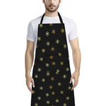 Black And Gold Snowflake Pattern Print Bib Apron With Pocket