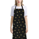 Black And Gold Snowflake Pattern Print Bib Apron With Pocket